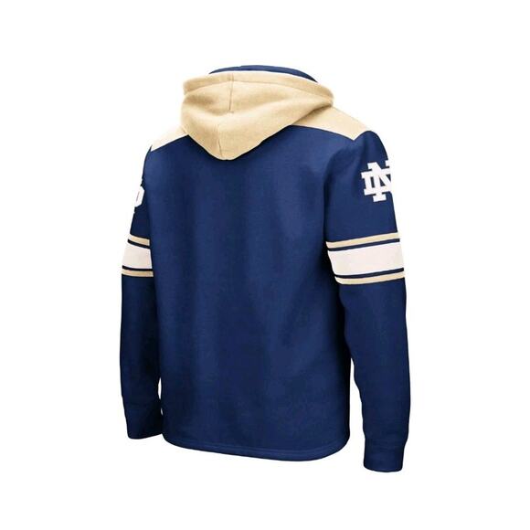 Men's Colosseum Navy Notre Dame Fighting Irish 2.0 Lace-Up Pullover Hoodie Large - Picture 4 of 7